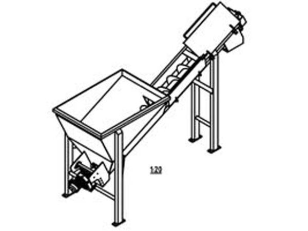Sketch of screw bin with inclined screw conveyor