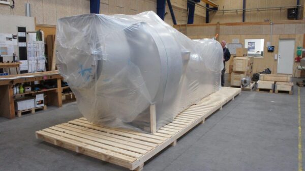 Cyclone separator packed and ready for shipment